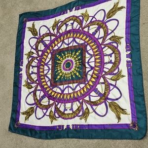 Purple green gold head scarf wrap table top cover old world vibes